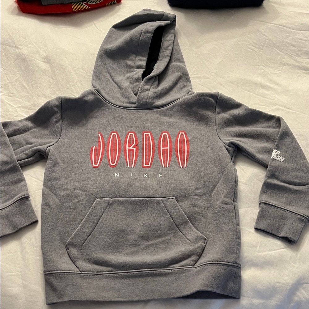 Jordan Kids Gray Hoodie with Red Logo
